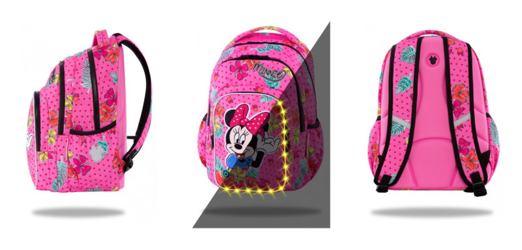 Coolpack pink minnie mouse skoletaske led lys 1024x491 - Minnie Mouse skoletasker