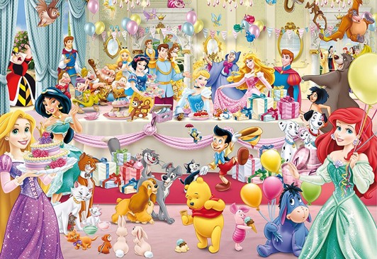 disney fødselsdag puslespil - Disney prinsesser puslespil - for børn og voksne